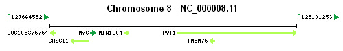 MYC gene Genomic context