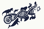 Evolution tattoo, DNA concept, evolution scale from unicellular organism to mammals